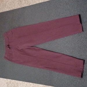 Size 6 LONG purple pants, elastic waist. FAUX drawstring FAUX pockets. Casual